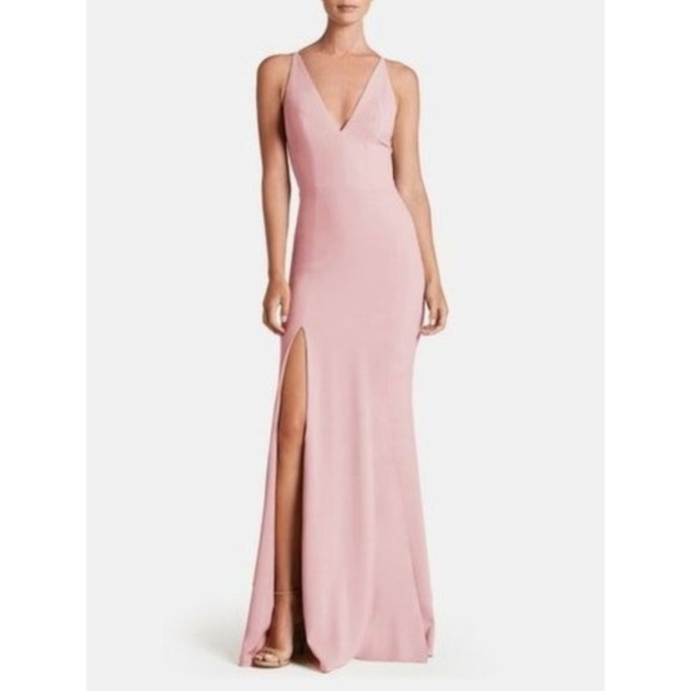 Dress the Population Iris Blush Pink V-Neck Sleeveless Gown Women's Size Small S